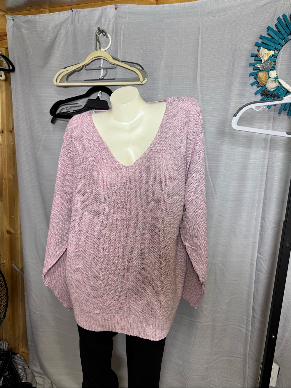 NWOT Zenana Women's Pink V-Neck Knit Sweater